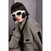Unisex Jacket Houndstooth Jacket Men and Women Couple Loose Lapels Plaid Jacket
